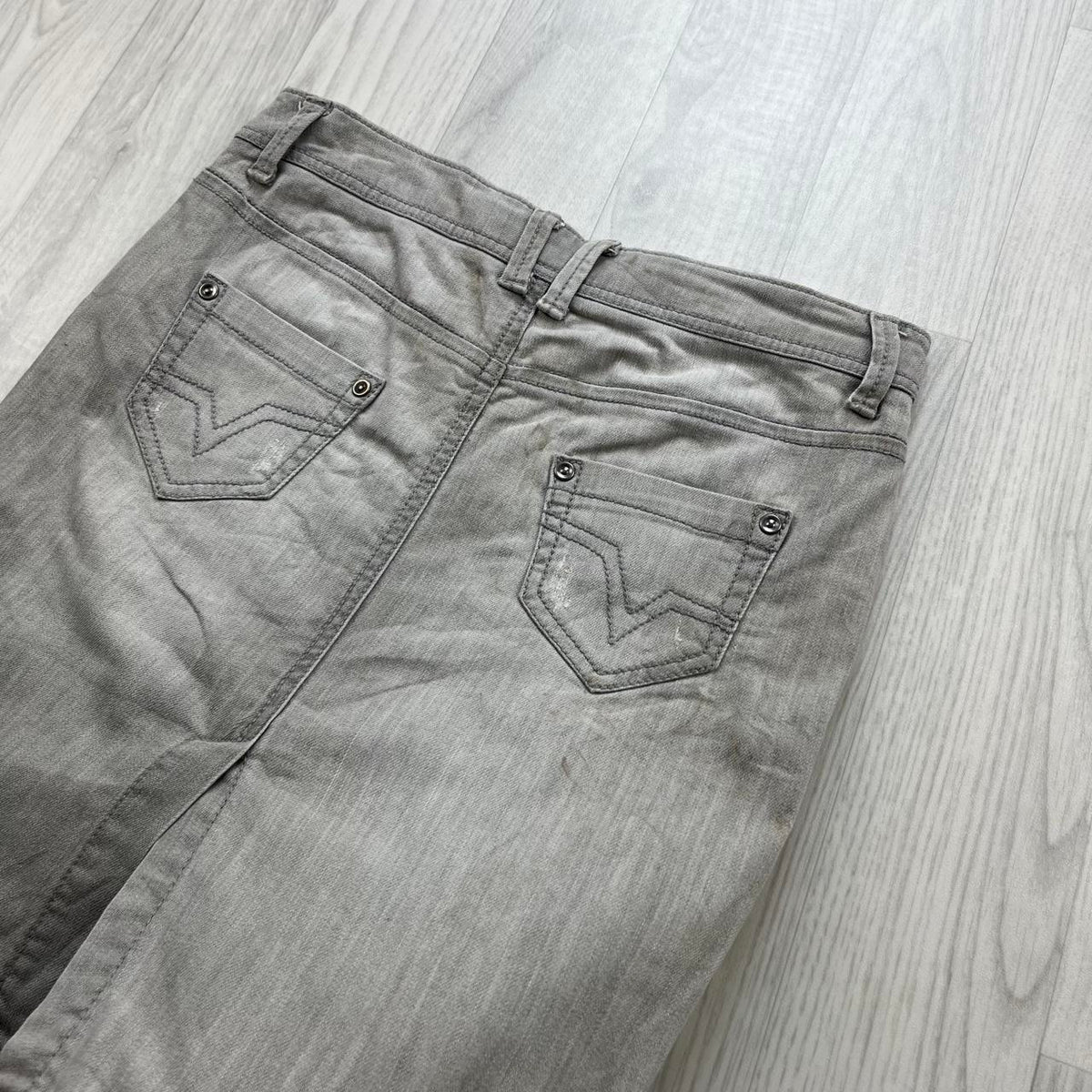 VINTAGE Y2K CLOCKHOUSE DENIM MIDI SKIRT GREY