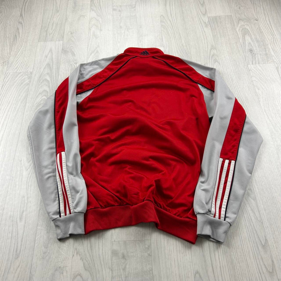 VINTAGE Y2K ADIDAS ZIP UP TRACK JACKET RED / GREY
