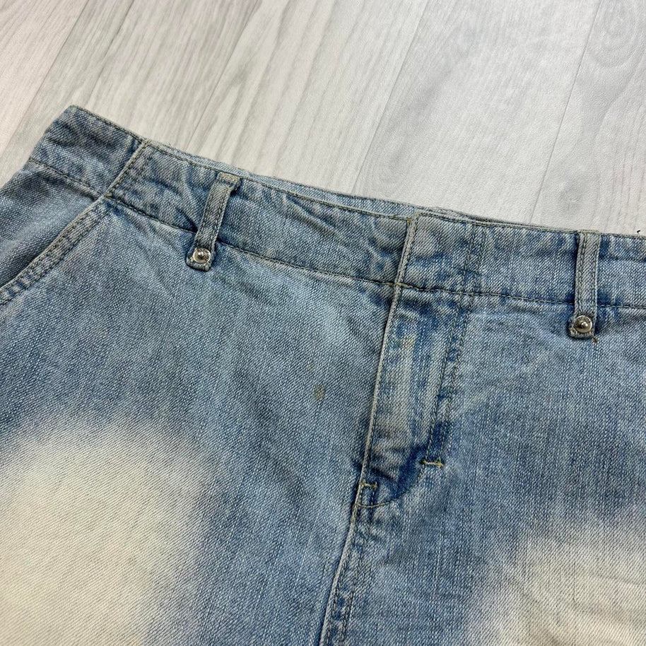VINTAGE Y2K LOW RISE DENIM MIDI SKIRT BLUE