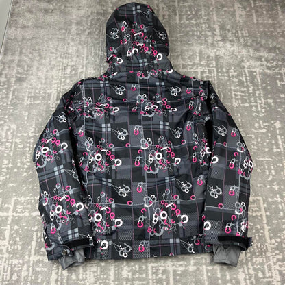 VINTAGE Y2K SURFANIC PLAID CHECKERED SKI JACKET BLACK