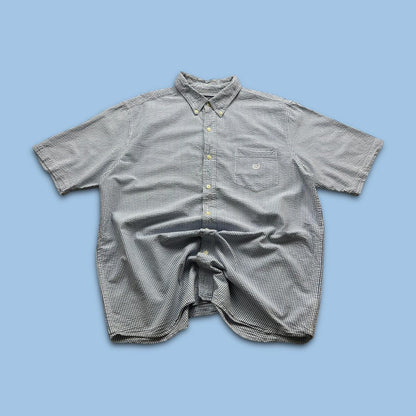 VINTAGE Y2K CHAPS STRIPED SHORT SLEEVE SHIRT BLUE / WHITE