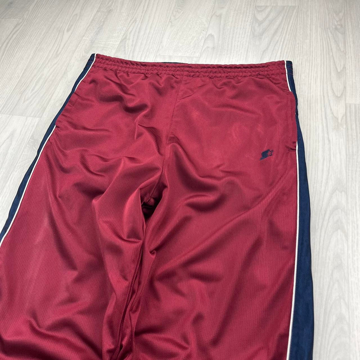 VINTAGE 00s STARTER REVERSIBLE BAGGY TRACKSUIT BOTTOMS BURGUNDY / NAVY