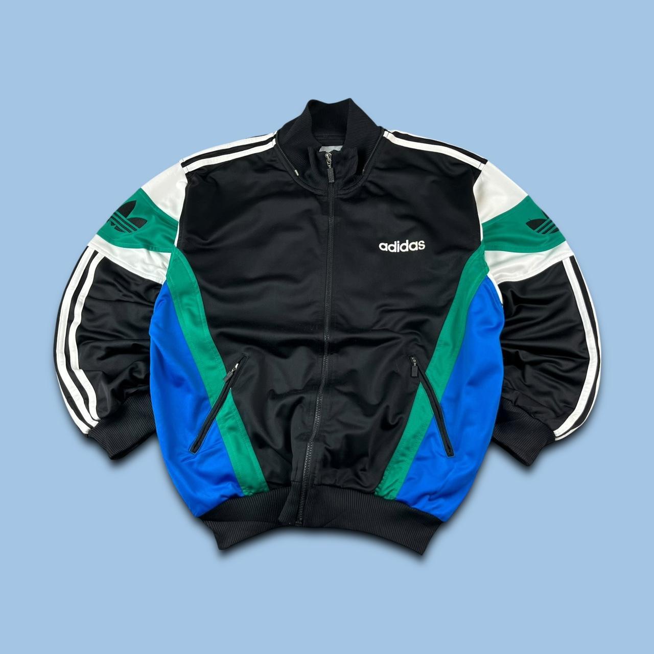 VINTAGE 90s ADIDAS PANELLED SPORTY TRACKSUIT JACKET BLACK