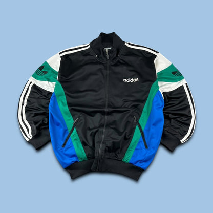 VINTAGE 90s ADIDAS PANELLED SPORTY TRACKSUIT JACKET BLACK
