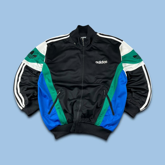 VINTAGE 90s ADIDAS PANELLED SPORTY TRACKSUIT JACKET BLACK