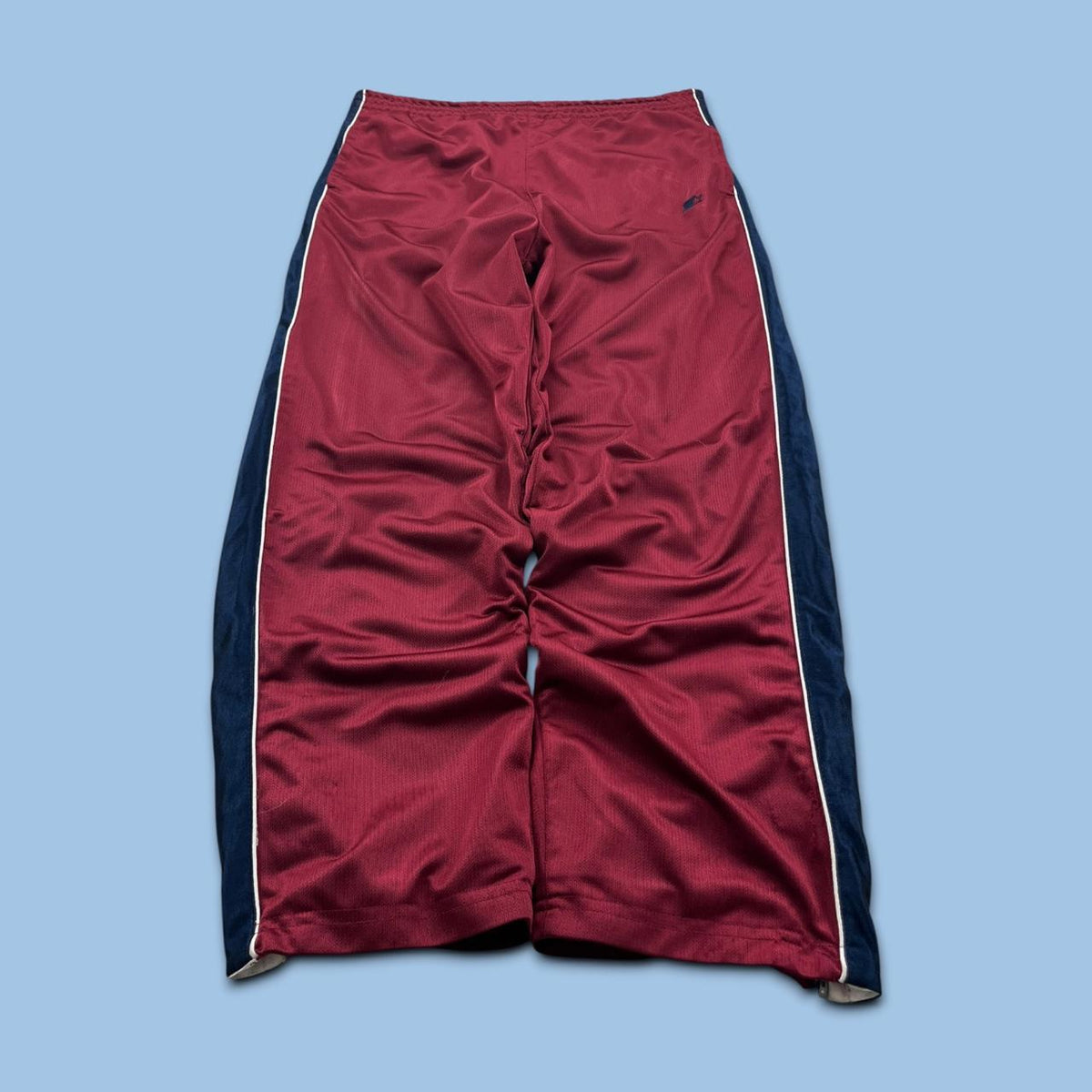 VINTAGE 00s STARTER REVERSIBLE BAGGY TRACKSUIT BOTTOMS BURGUNDY / NAVY