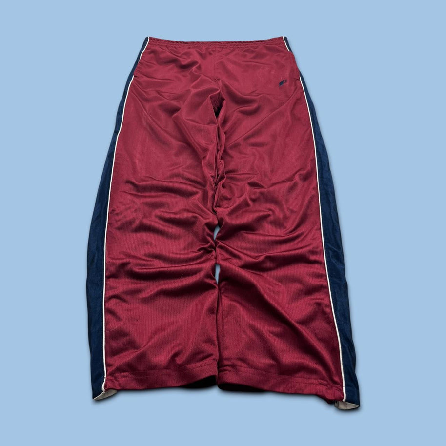 VINTAGE 00s STARTER REVERSIBLE BAGGY TRACKSUIT BOTTOMS BURGUNDY / NAVY