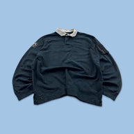 VINTAGE Y2K RALPH LAUREN PLAIN LONG SLEEVE RUGBY POLO SHIRT BLACK