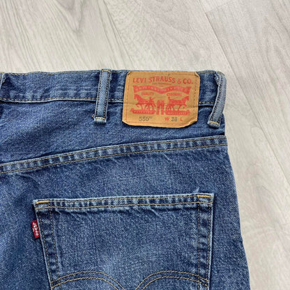 VINTAGE LEVIS 550 BAGGY LOOSE SKATER JORTS NAVY BLUE (38w)