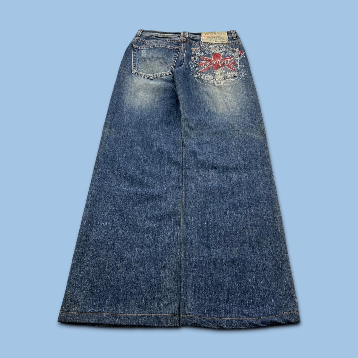 VINTAGE Y2K BRITARN GRAPHIC BAGGY JEANS BLUE