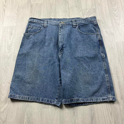 VINTAGE 00s WRANGLER BAGGY LOOSE CARPENTER JORTS BLUE
