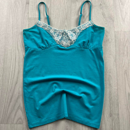 VINTAGE Y2K JANE NORMAN LACE CAMI TOP BLUE