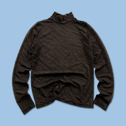 VINTAGE Y2K MESH LONG SLEEVE TOP BROWN