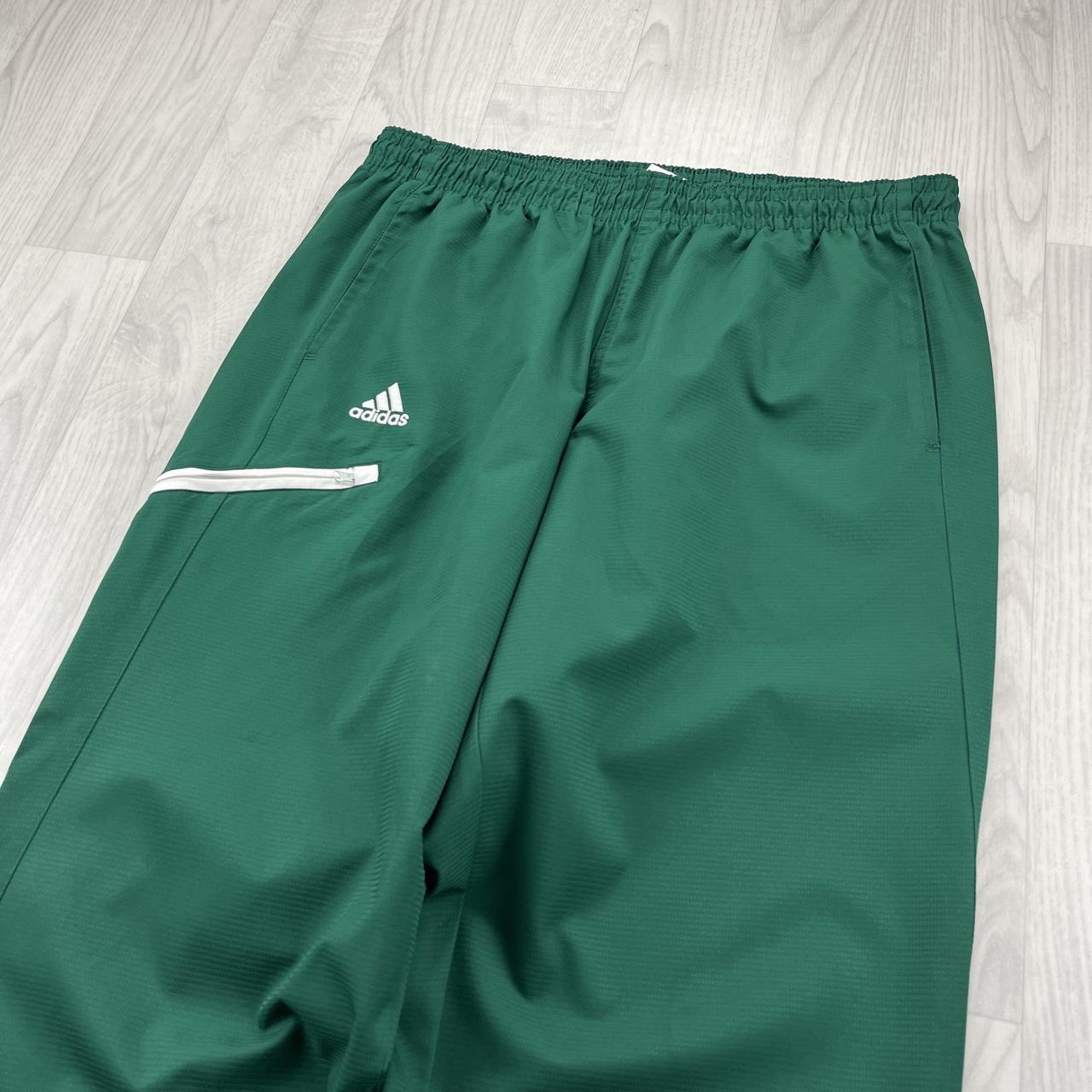 VINTAGE Y2K ADIDAS SIDE STRIPE BAGGY TRACKSUIT BOTTOMS GREEN