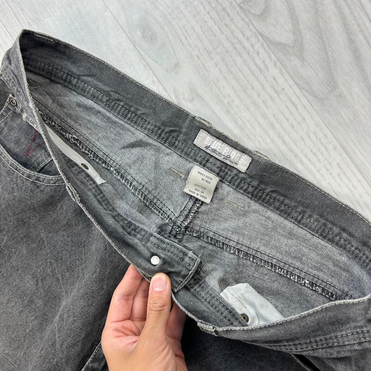 VINTAGE Y2K BLUE RIDGE BAGGY EMBROIDERED JORTS FADED BLACK