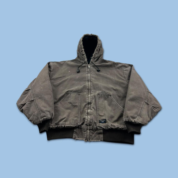 VINTAGE Y2K WALLS HOODED ACTIVE WORKWEAR BOMBER JACKET BROWN
