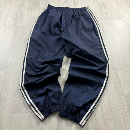 VINTAGE 90s ADIDAS BAGGY SHELL TRACKSUIT BOTTOMS NAVY