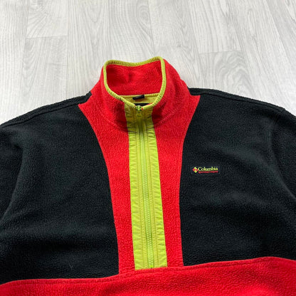 VINTAGE Y2K COLUMBIA QUARTER ZIP FLEECE SWEATSHIRT BLACK MULTI