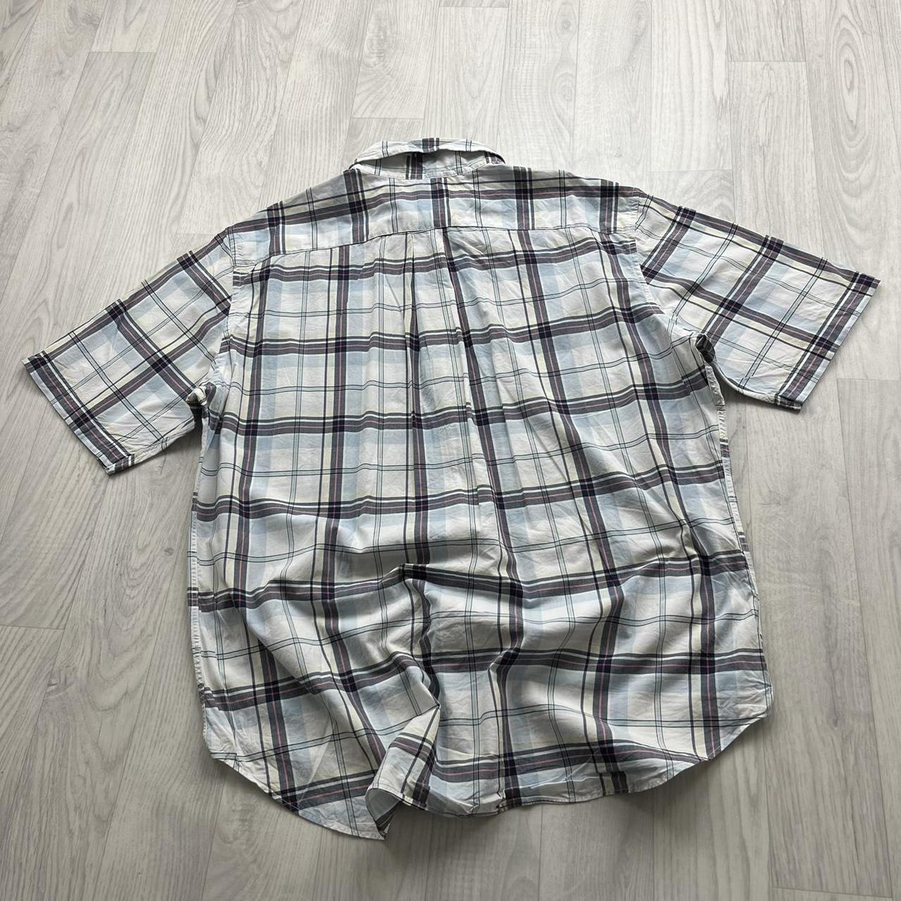 VINTAGE Y2K NAUTICA SHORT SLEEVE CHECKERED SHIRT BLUE WHITE