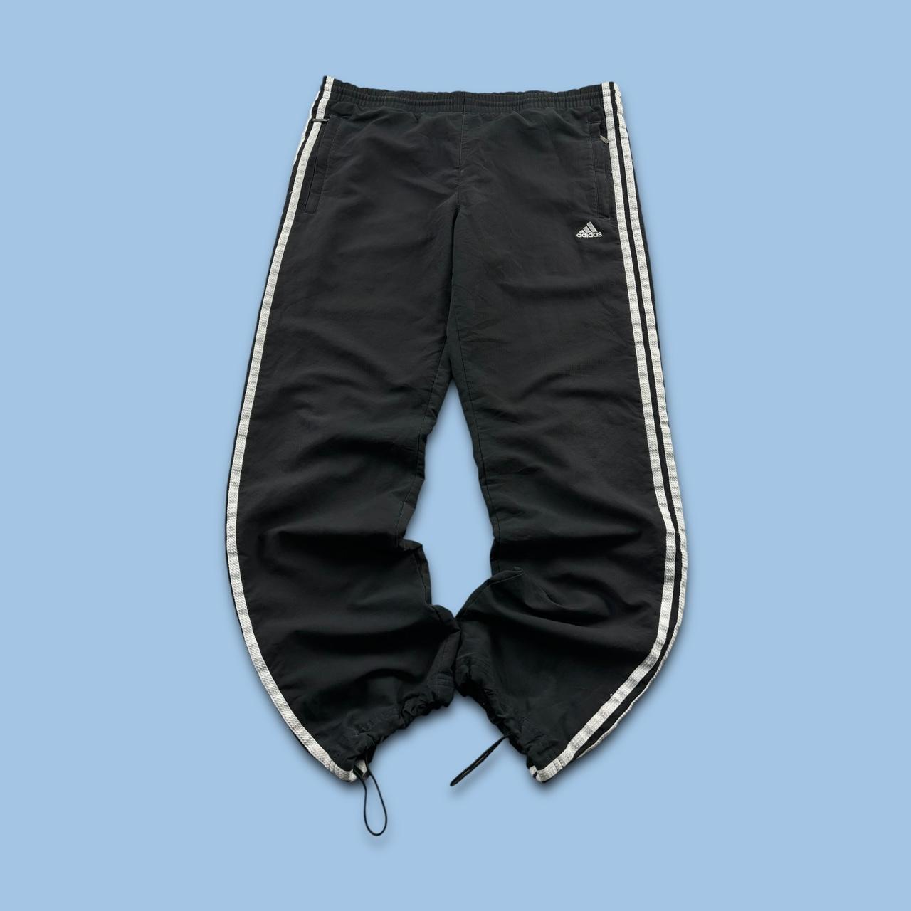 VINTAGE Y2K ADIDAS BAGGY TECHNICAL TRACKSUIT BOTTOMS BLACK