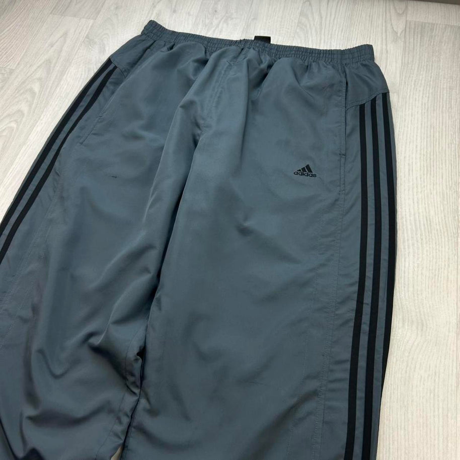 VINTAGE Y2K ADIDAS SIDE STRIPE BAGGY TRACKSUIT BOTTOMS GREY