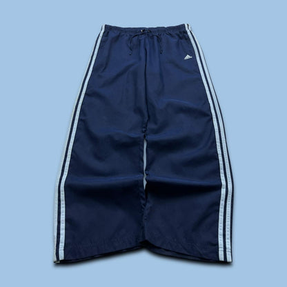 VINTAGE Y2K ADIDAS SIDE STRIPE BAGGY TRACKSUIT BOTTOMS NAVY BLUE (XL Ws)