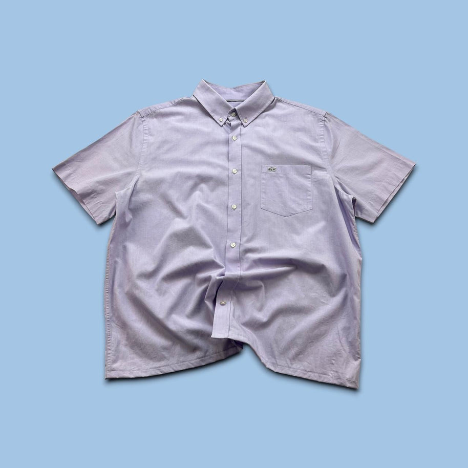 VINTAGE 00s LACOSTE PLAIN CROPPED SHORT SLEEVE BUTTON UP SHIRT LILAC