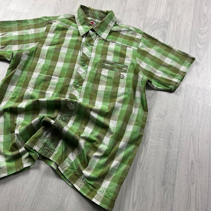 VINTAGE Y2K ANIMAL CHECKERED SHORT SLEEVE SHIRT GREEN