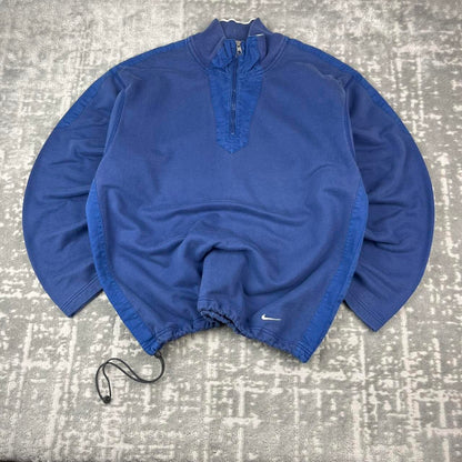 VINTAGE Y2K NIKE QUARTER ZIP TECHNICAL BOXY SWEATSHIRT BLUE