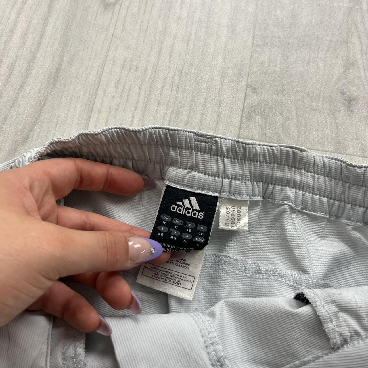 VINTAGE Y2K ADIDAS BAGGY TRACKSUIT BOTTOMS CREAM/GREY