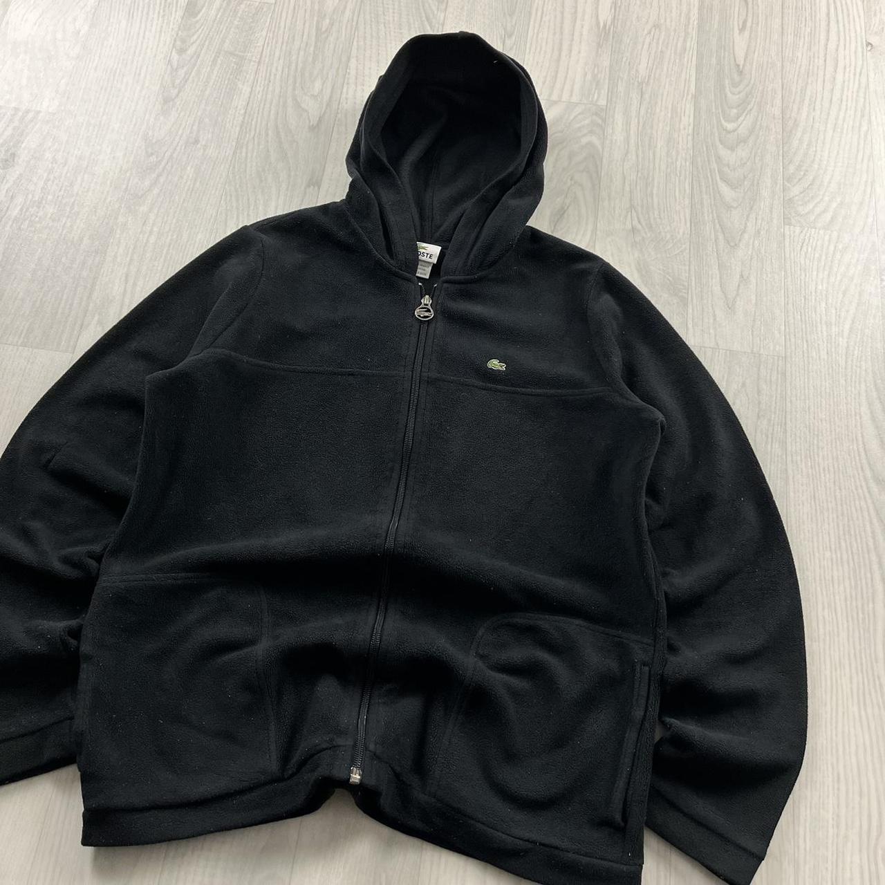 VINTAGE Y2K LACOSTE FLEECE ZIP HOODIE BLACK