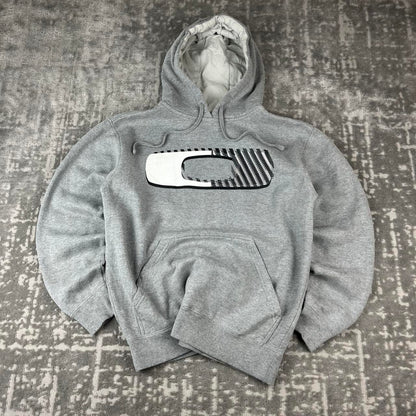 VINTAGE Y2K OAKLEY SPELL OUT CENTRE LOGO HOODIE GREY