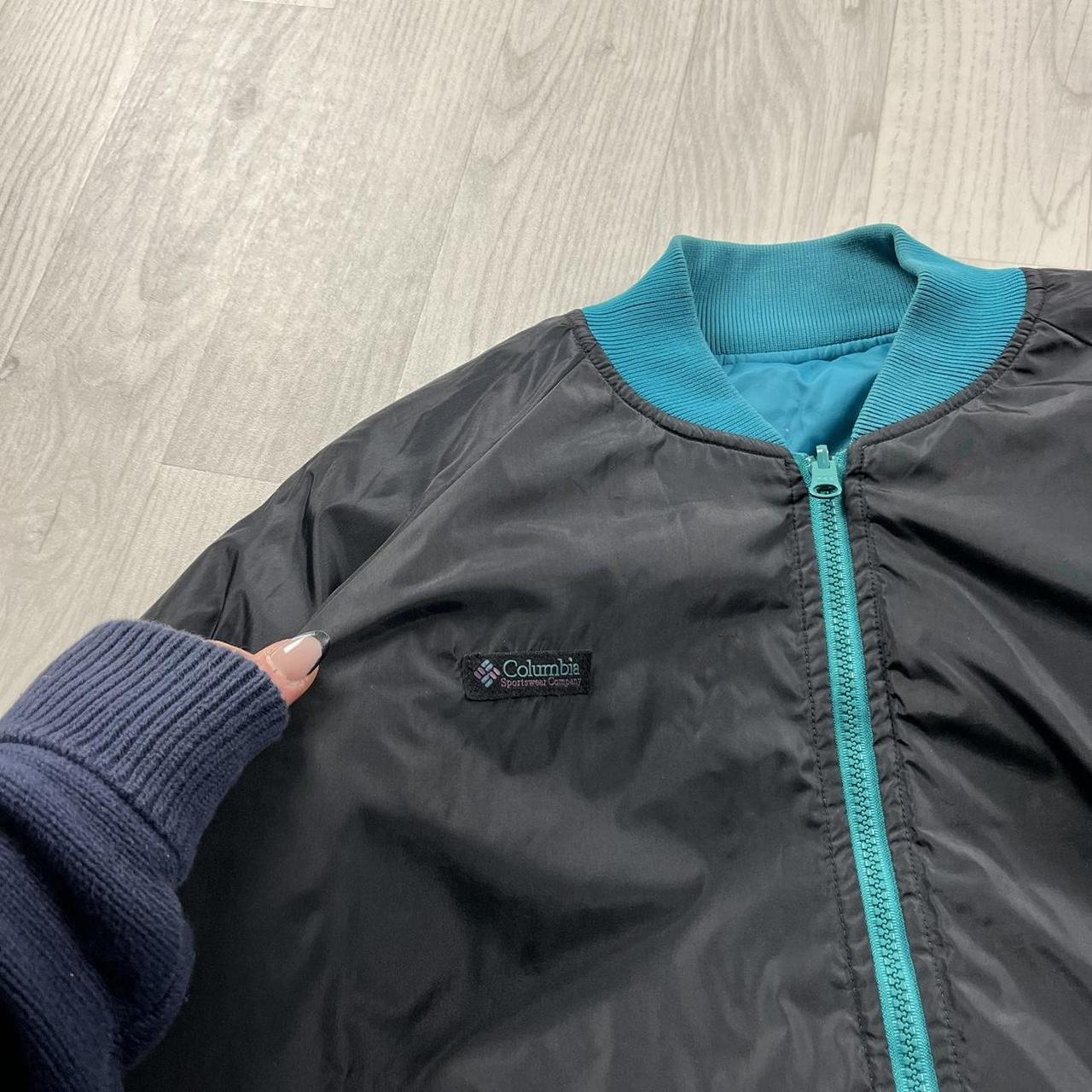 VINTAGE 00s COLUMBIA 2 IN 1 REVERSIBLE PUFFER BOMBER JACKET BLACK BLUE