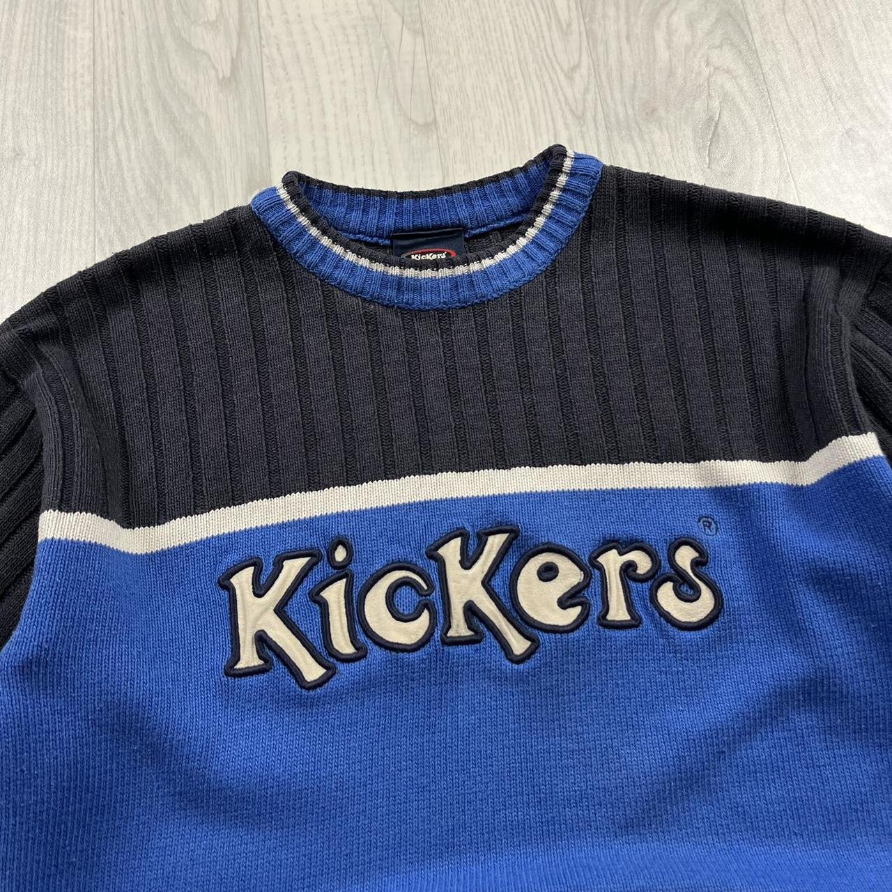 VINTAGE Y2K KICKERS CHUNKY RIBBED KNITTED JUMPER BLUE