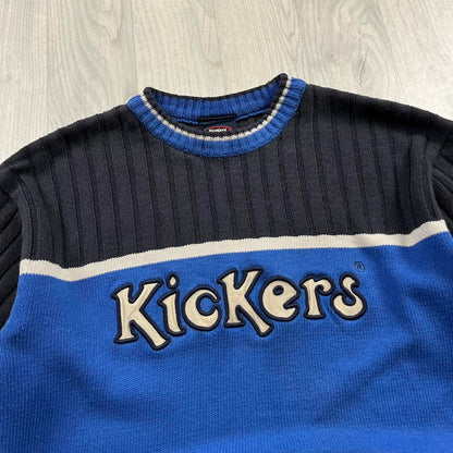 VINTAGE Y2K KICKERS CHUNKY RIBBED KNITTED JUMPER BLUE