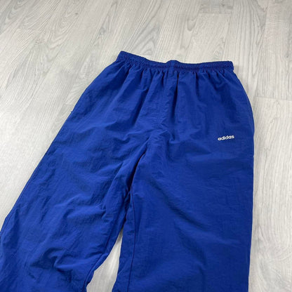 VINTAGE 90s ADIDAS BAGGY SHELL TRACKSUIT BOTTOMS BLUE (S)