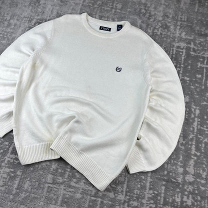 VINTAGE Y2K CHAPS CHUNKY ESSENTIAL KNITTED JUMPER WHITE