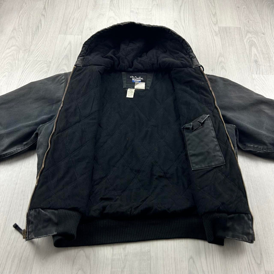 VINTAGE Y2K WALLS HOODED ACTIVE WORKWEAR BOMBER JACKET BLACK