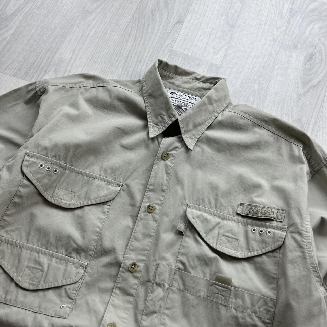 VINTAGE Y2K COLUMBIA UTILITY LONG SLEEVE BUTTON UP SHIRT BEIGE