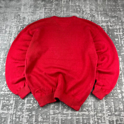 VINTAGE Y2K TOMMY HILFIGER CHUNKY ESSENTIAL KNITTED JUMPER RED