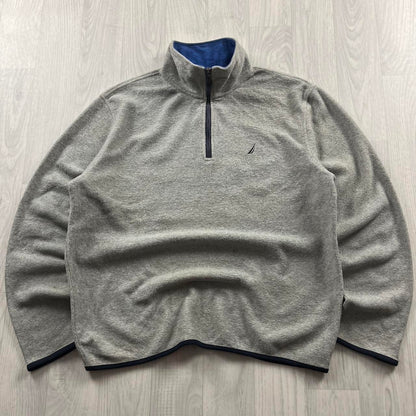 VINTAGE Y2K NAUTICA QUARTER ZIP FLEECE SWEATSHIRT GREY