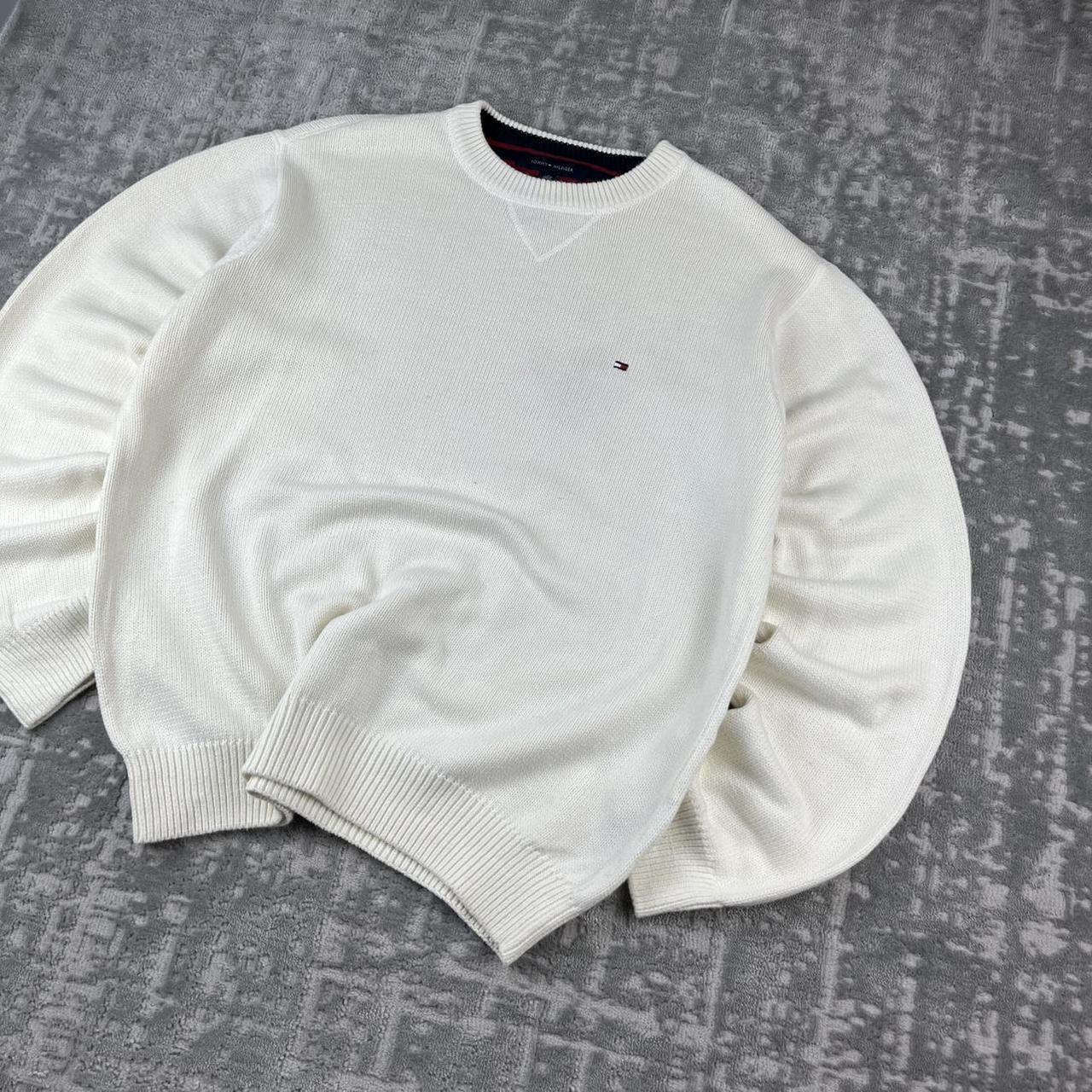 VINTAGE Y2K TOMMY HILFIGER CHUNKY ESSENTIAL KNITTED JUMPER WHITE