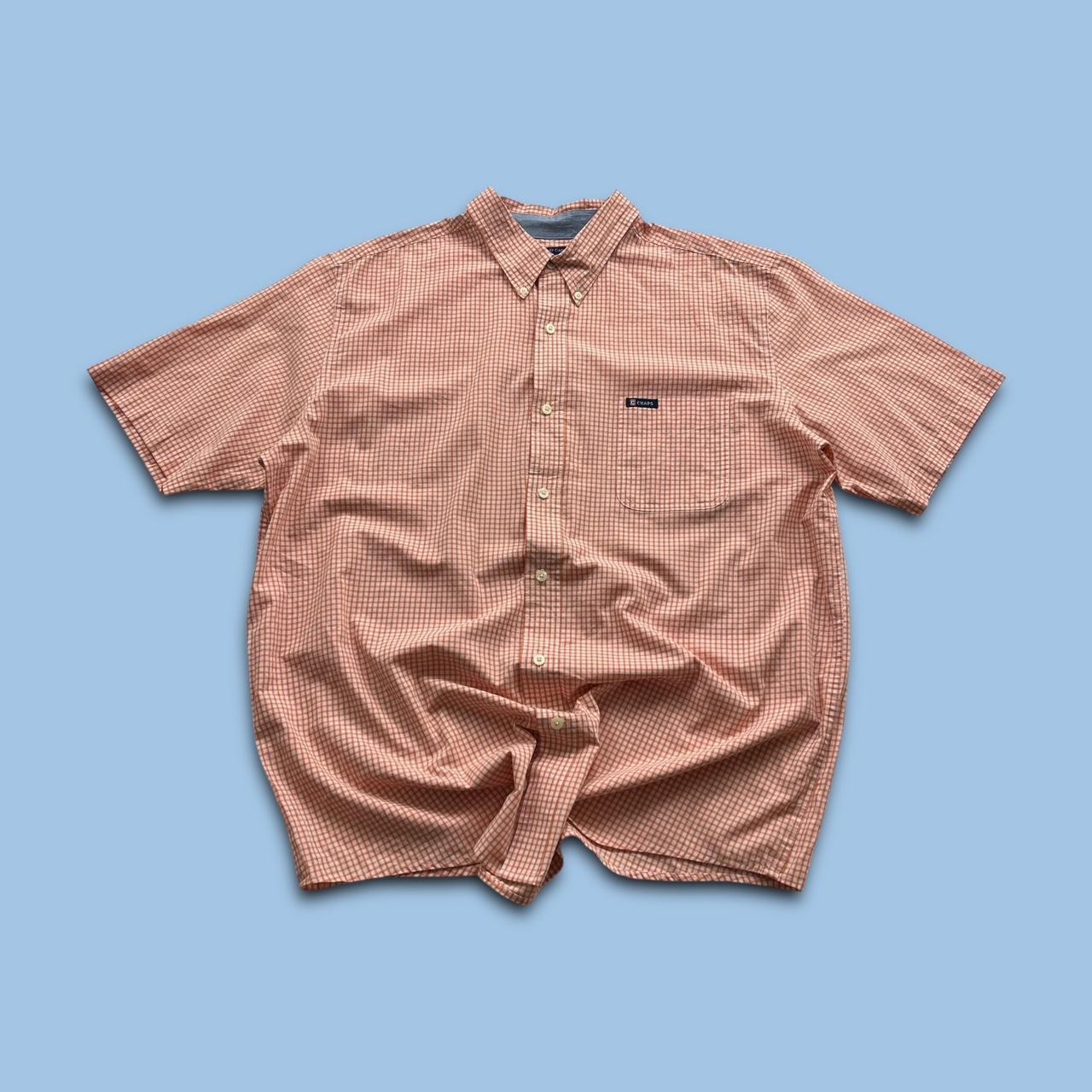 VINTAGE Y2K CHAPS SHORT SLEEVE PLAID SHIRT ORANGE