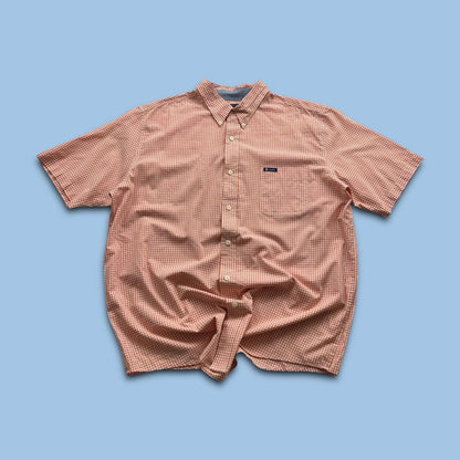 VINTAGE Y2K CHAPS SHORT SLEEVE PLAID SHIRT ORANGE