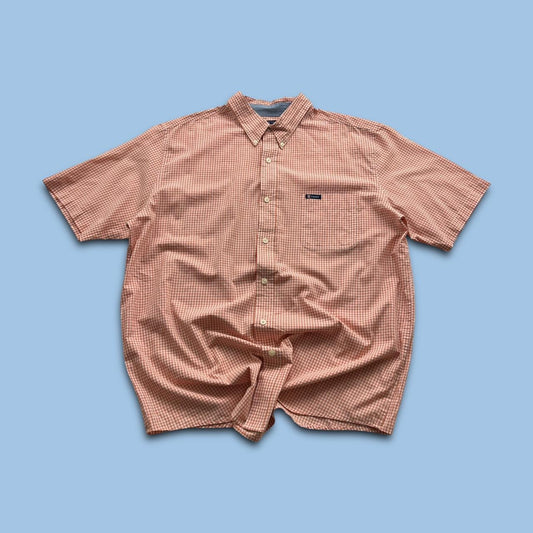 VINTAGE Y2K CHAPS SHORT SLEEVE PLAID SHIRT ORANGE