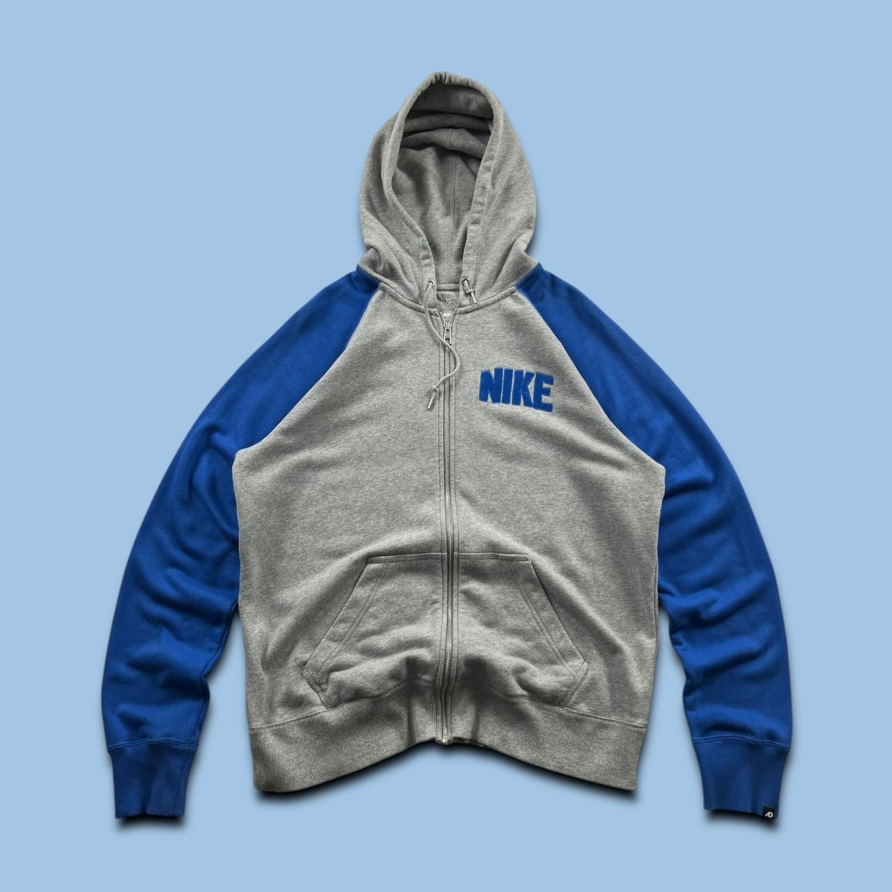 VINTAGE Y2K NIKE GRAPHIC HOODIE GREY BLUE