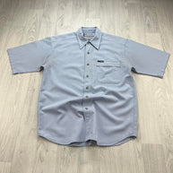 VINTAGE 00s MAMMUT GINGHAM SHORT SLEEVE BUTTON UP SHIRT LIGHT BLUE