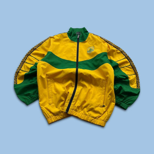 VINTAGE Y2K UMBRO BRAZIL WINDBREAKER TRACKSUIT JACKET YELLOW / GREEN