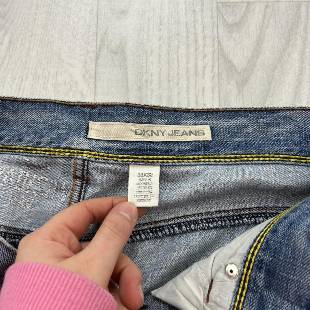 VINTAGE Y2K DKNY BAGGY BOOTCUT EMBROIDERED JEANS BLUE