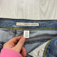 VINTAGE Y2K DKNY BAGGY BOOTCUT EMBROIDERED JEANS BLUE